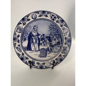 Delfts Blue Delfino Holland Sinterklaas Collector Plate Blue White Dutch 7.25in